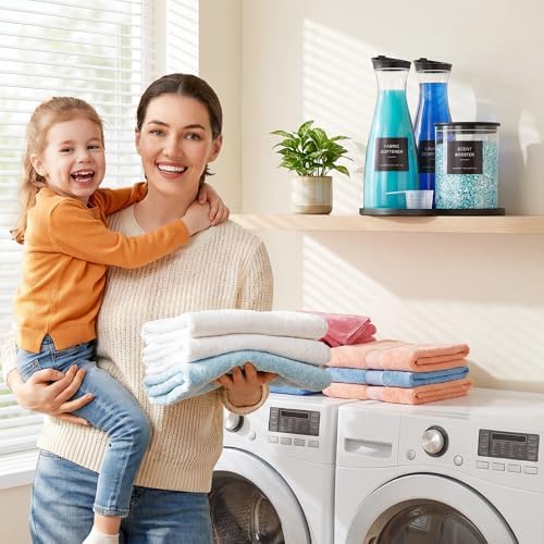 Dispensador de Detergente para Ropa Galasily 2+1, Contenedor de Cápsulas de 54Oz, Incluye Bandeja, Etiquetas y Cucharas, Organización para Cuarto de - imagen 8