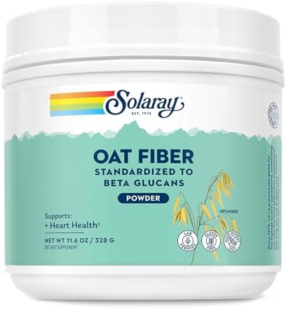 SOLARAY Fibra de Avena - Suplemento de Fibra Soluble en Polvo - Estandarizado en Beta Glucanos para la Salud Cardiaca - Sin Sabor, Sin Gluten, - imagen 1