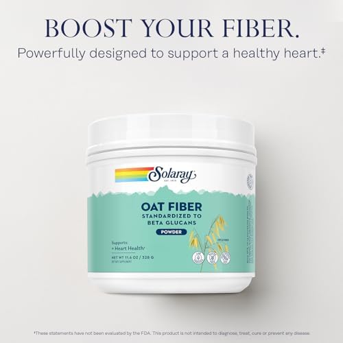 SOLARAY Fibra de Avena - Suplemento de Fibra Soluble en Polvo - Estandarizado en Beta Glucanos para la Salud Cardiaca - Sin Sabor, Sin Gluten, - imagen 2