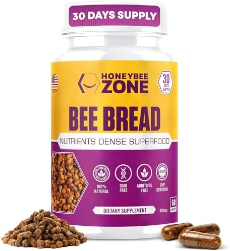 Cápsulas de Pan de Abeja HONEYBEEZONE – Superalimento Rico en Nutrientes para Aumentar Energía y Apoyo Inmunológico | No GMO, Sin Gluten, 60 Cápsulas - imagen 1