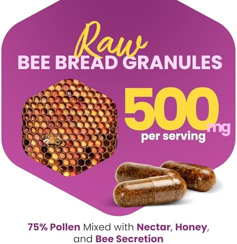 Cápsulas de Pan de Abeja HONEYBEEZONE – Superalimento Rico en Nutrientes para Aumentar Energía y Apoyo Inmunológico | No GMO, Sin Gluten, 60 Cápsulas - imagen 2
