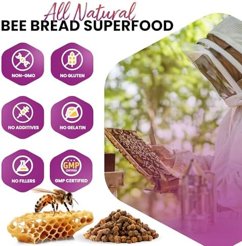 Cápsulas de Pan de Abeja HONEYBEEZONE – Superalimento Rico en Nutrientes para Aumentar Energía y Apoyo Inmunológico | No GMO, Sin Gluten, 60 Cápsulas - imagen 3