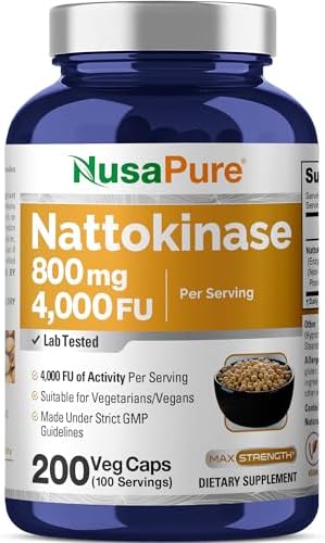 NusaPure Nattokinase 4000 FU 800mg, 200 Cápsulas Veganas (Vegano, No Transgénico) - imagen 1
