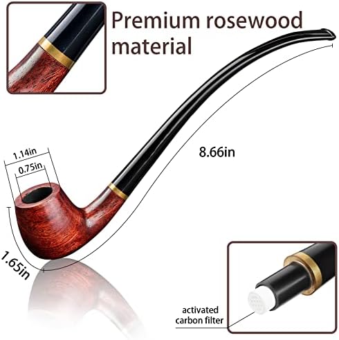 Pipa de Tabaco Joyoldelf de Madera de Rosa, Exquisita Pipa Churchwarden Hecha a Mano - Set Completo para Principiantes - imagen 4