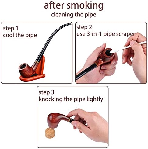Pipa de Tabaco Joyoldelf de Madera de Rosa, Exquisita Pipa Churchwarden Hecha a Mano - Set Completo para Principiantes - imagen 5