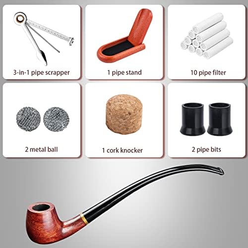 Pipa de Tabaco Joyoldelf de Madera de Rosa, Exquisita Pipa Churchwarden Hecha a Mano - Set Completo para Principiantes - imagen 6
