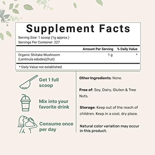 Micro Ingredients Polvo de Champiñón Shiitake Orgánico, 8 oz | Superalimento Culinario | Apoya la Salud Digestiva e Inmunológica | Ideal para - imagen 2