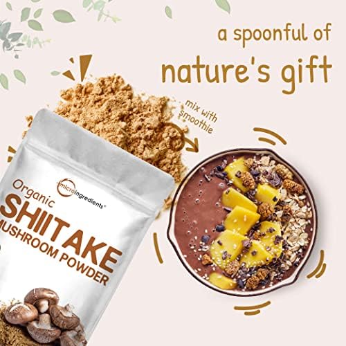 Micro Ingredients Polvo de Champiñón Shiitake Orgánico, 8 oz | Superalimento Culinario | Apoya la Salud Digestiva e Inmunológica | Ideal para - imagen 6