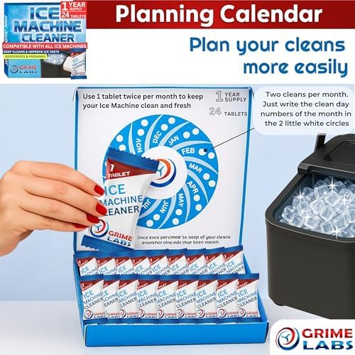 Tabletas Desincrustantes para Limpiador de Máquinas de Hielo GRIME LABS – Paquete de 24 (Suministro para 1 Año) – Seguras para Níquel, Elimina Moho y - imagen 6