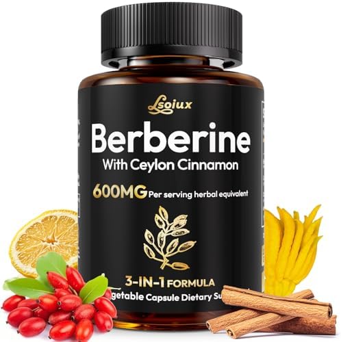 Suplemento de Berberina LSOIUX con Canela de Ceilán, Fórmula de Soporte Metabólico, 600mg, Vegano, No Transgénico, 120 Cápsulas - imagen 1