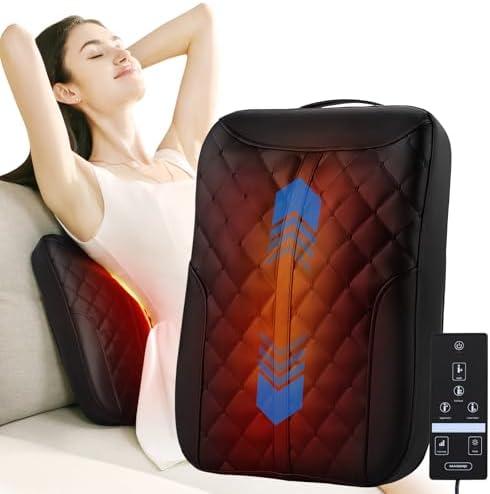 Masajeador de Espalda MASGRE Shiatsu con Calor, Masaje 4D de Amasado, Masaje Eléctrico para Alivio del Dolor, Masajeador Lumbar, Regalos para Mamá, - imagen 1