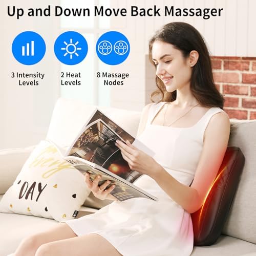 Masajeador de Espalda MASGRE Shiatsu con Calor, Masaje 4D de Amasado, Masaje Eléctrico para Alivio del Dolor, Masajeador Lumbar, Regalos para Mamá, - imagen 2