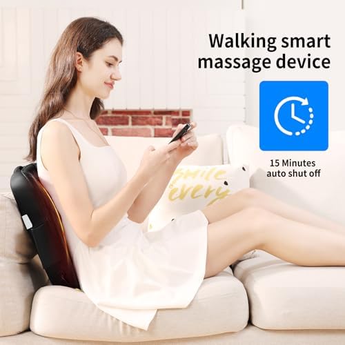 Masajeador de Espalda MASGRE Shiatsu con Calor, Masaje 4D de Amasado, Masaje Eléctrico para Alivio del Dolor, Masajeador Lumbar, Regalos para Mamá, - imagen 7