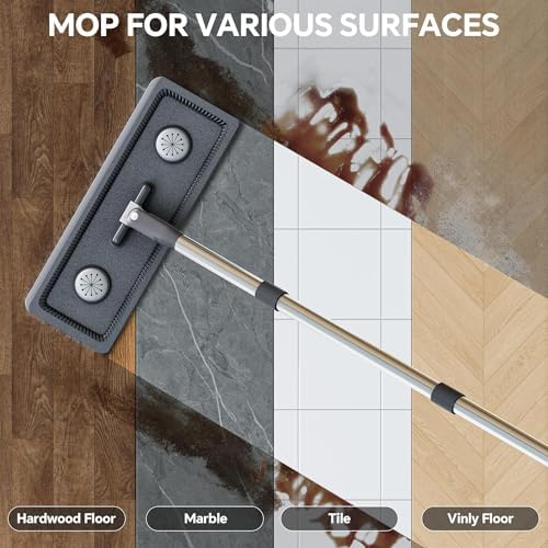 Mopa y Cubeta Compacta POPMOP - Set de Mopa Plana con Escurridor, Ideal para Apartamentos, Casas Pequeñas, RV, Ventanas y Pisos con 6 Paños de - imagen 5