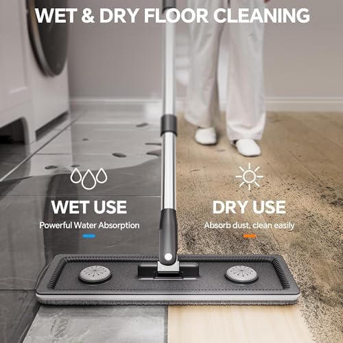 Mopa y Cubeta Compacta POPMOP - Set de Mopa Plana con Escurridor, Ideal para Apartamentos, Casas Pequeñas, RV, Ventanas y Pisos con 6 Paños de - imagen 6