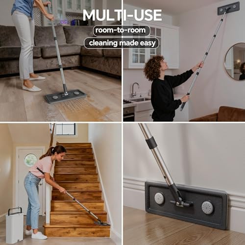 Mopa y Cubeta Compacta POPMOP - Set de Mopa Plana con Escurridor, Ideal para Apartamentos, Casas Pequeñas, RV, Ventanas y Pisos con 6 Paños de - imagen 7