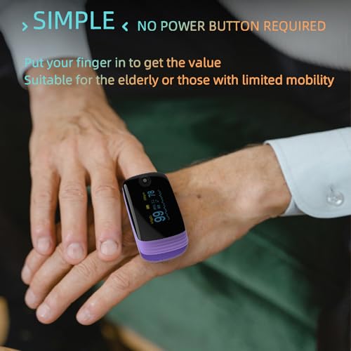 Oxímetro de pulso recargable con respiración, SpO2, frecuencia de pulso y precisión RR, lectura rápida para deportes al aire libre y hogar (Morado) - imagen 4
