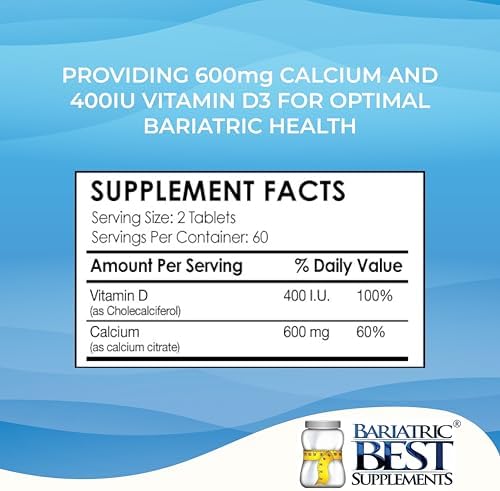 Calcio Citrato Bariátrico con Vitamina D3 | 600mg | Dosis Superior a la Competencia | Post Cirugía Bariátrica | 120 Tabletas | Hecho en EE. UU. - imagen 4
