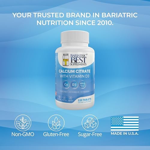 Calcio Citrato Bariátrico con Vitamina D3 | 600mg | Dosis Superior a la Competencia | Post Cirugía Bariátrica | 120 Tabletas | Hecho en EE. UU. - imagen 5