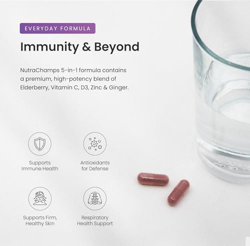 NutraChamps Elderberry con Vitamina C y Zinc - Suplemento de 5 en 1 para el Apoyo Inmunológico - imagen 3