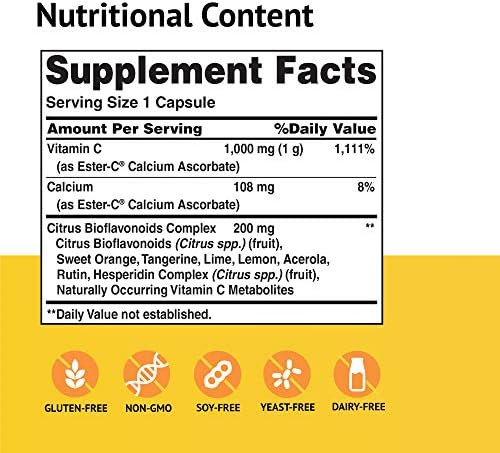 Ester-C 1000 mg con Bioflavonoides de American Health, 24 Horas de Soporte Inmunológico, Suave para el Estómago, No Ácido, 105 Cápsulas Sabor - imagen 2