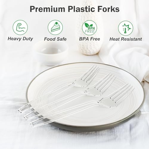 Tenedores Desechables Dealusy de Plástico Transparente, 300 Piezas, Resistentes al Calor, Sin BPA, Ideales para Fiestas y Eventos - imagen 3