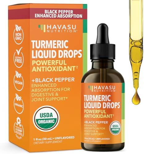 Gotas Líquidas de Cúrcuma Orgánica USDA con Pimienta Negra - Suplemento de 1000mg de Curcumina para Salud Inmunológica y Digestiva - 30 Porciones - - imagen 1