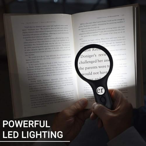Lupa SeeZoom con Luz, Lente Grande 3X + Lente de Alta Potencia 12X, Lupa de Mano Iluminada para Lectura, Monedas y Joyería, Luz LED - imagen 8