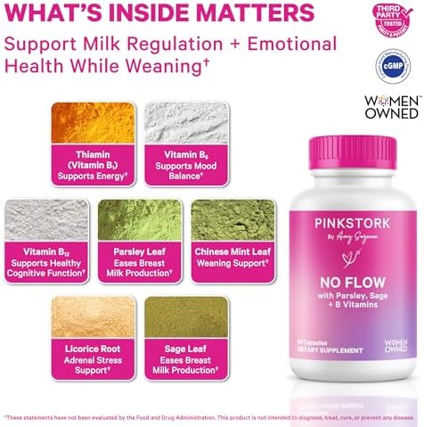 Pink Stork No Flow: Suplemento para Secar la Producción de Leche Materna con Salvia, Perejil y Vitaminas B, 60 Cápsulas - imagen 2