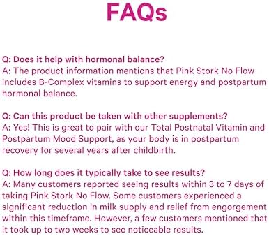 Pink Stork No Flow: Suplemento para Secar la Producción de Leche Materna con Salvia, Perejil y Vitaminas B, 60 Cápsulas - imagen 8