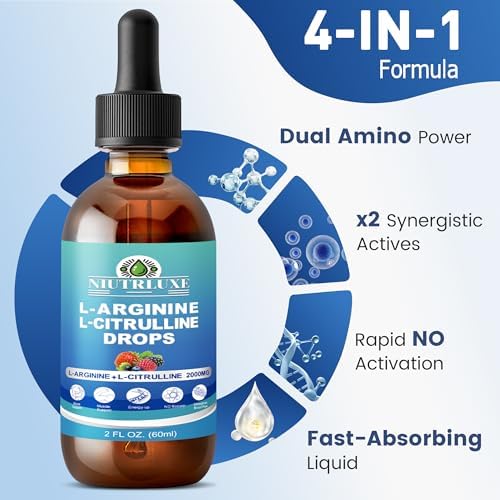 NIUTRLUXE Gotas Líquidas de L-Citrulina y L-Arginina para Hombres con Boro y Zinc, Suplemento Sublingual Vegano, 60ml - imagen 3