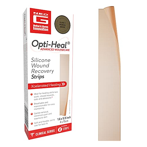 Tiras de Silicona Neo G Opti-Heal para Recuperación de Heridas, Tratamiento de Cicatrices Quirúrgicas, Césarea, Quemaduras y Acné - 1.6 x 5.9 - imagen 1
