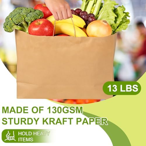 Bolsas de Papel Kraft Grandes Jiomrzo (50 Pzs) con Asa - Reutilizables (16x6x12 Pulgadas) para Negocios, Compras, Regalos y Tiendas - imagen 3
