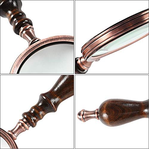 Lupa MSLAN 10X de Cobre Antiguo, Manual con Mango de Madera y Cristal Real, Ideal para Lectura de Personas Mayores y Degeneración Macular - imagen 4
