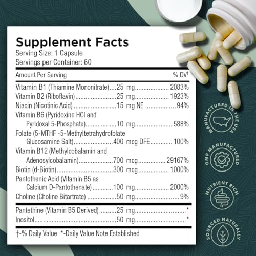 Tri-Methyl+ Complejo B Methylado - Suplemento de Vitaminas B Methyl para Soporte MTHFR con B12 Methylcobalamina, Adenosilcobalamina y Metilfolato - imagen 6