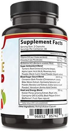 Complejo Extreme Berberina 500mg con ALA, CoQ10, Cúrcuma, Canela, Melón Amargo, Hoja de Banaba, Panax Coreano, Jalea Real y 21 Hierbas para el - imagen 7