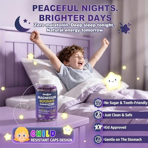 Gomitas de Magnesio Glicinato para Niños 6+ y Adultos, 500mg/250mg con L Teanina, B6, Glicina y Zinc, 60 piezas, Sin Melatonina y Sin Azúcar - imagen 7