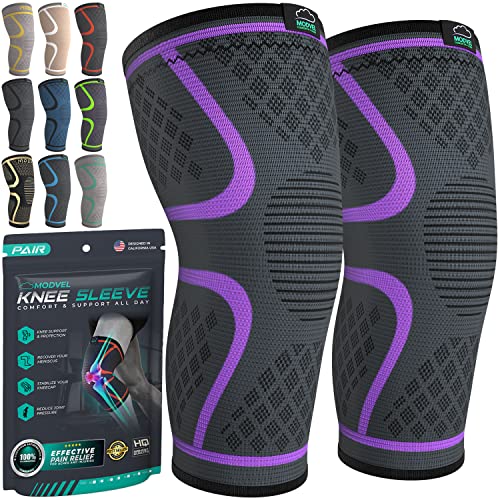 Faja de Compresión para Rodilla Modvel para Hombres y Mujeres, Paquete de 2, Soporte para Dolor de Rodilla, Ideal para Correr y Entrenamiento - imagen 1