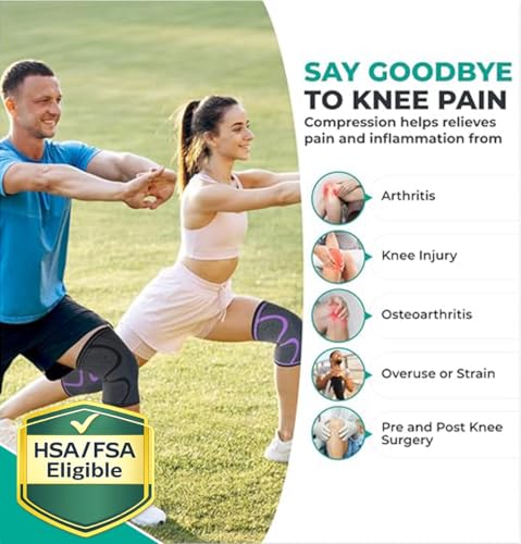 Faja de Compresión para Rodilla Modvel para Hombres y Mujeres, Paquete de 2, Soporte para Dolor de Rodilla, Ideal para Correr y Entrenamiento - imagen 2