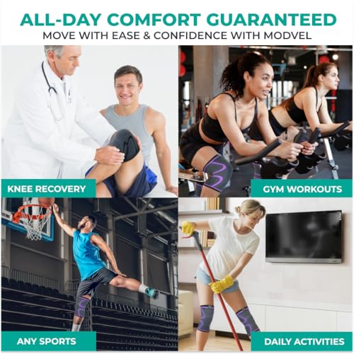 Faja de Compresión para Rodilla Modvel para Hombres y Mujeres, Paquete de 2, Soporte para Dolor de Rodilla, Ideal para Correr y Entrenamiento - imagen 6