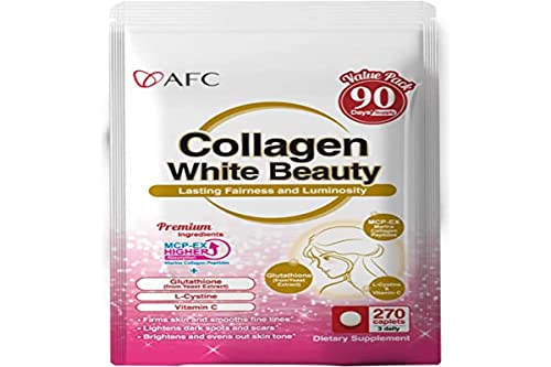 AFC Japan Colágeno Blanco Belleza con Péptidos de Colágeno Marino, Glutatión y L-Cistina - 1.5X Mejor Absorción - 90 Días de Suministro - 270 Tabletas - imagen 6