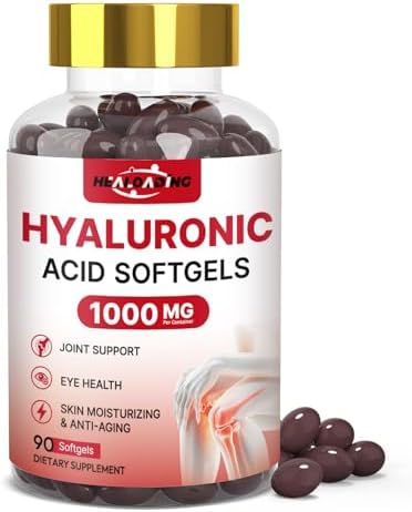 Suplementos de Ácido Hialurónico HEALOADING 1000mg en Softgels: Suplementos para Articulaciones y Piel, Hidratación No GMO y Sin Gluten - imagen 1