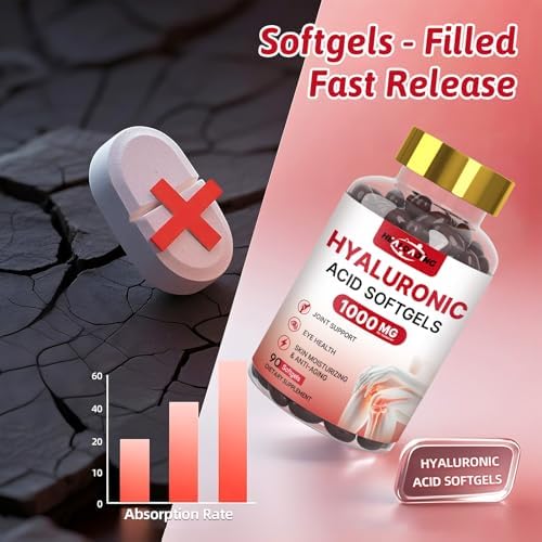 Suplementos de Ácido Hialurónico HEALOADING 1000mg en Softgels: Suplementos para Articulaciones y Piel, Hidratación No GMO y Sin Gluten - imagen 4
