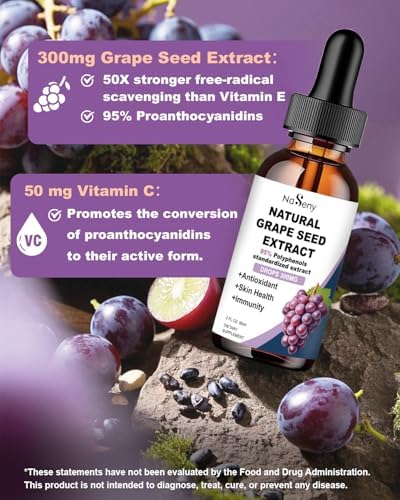 Extracto de Semilla de Uva Natural en Gotas - Suplemento Líquido de 300 mg, Máxima Potencia, Estándar 95% Polifenoles, Sin OGM, Sin Gluten (60ml) - imagen 2