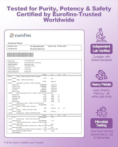 Extracto de Semilla de Uva Natural en Gotas - Suplemento Líquido de 300 mg, Máxima Potencia, Estándar 95% Polifenoles, Sin OGM, Sin Gluten (60ml) - imagen 8