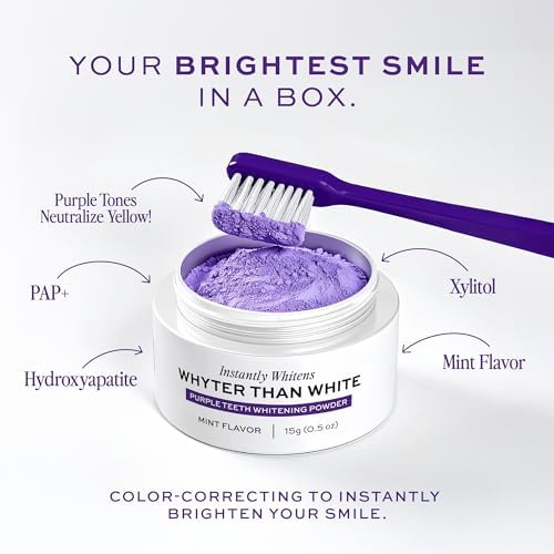 Polvo Blanqueador de Dientes Profesional Whyte en Color Púrpura con Xilitol y Hidroxiapatita - Blanqueador Remineralizante para Dientes Sensibles - - imagen 2