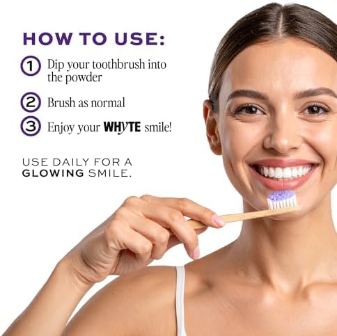 Polvo Blanqueador de Dientes Profesional Whyte en Color Púrpura con Xilitol y Hidroxiapatita - Blanqueador Remineralizante para Dientes Sensibles - - imagen 4