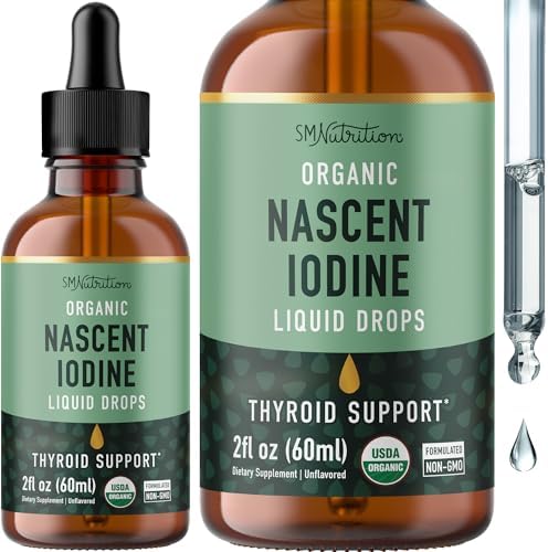 Iodo Orgánico Líquido para Apoyo a la Tiroides | Suplementos de Iodo Nascent | Certificado Orgánico USDA | Ioduro de Potasio Decolorido | 1100 mcg | - imagen 1