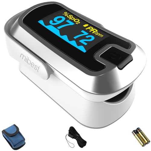 Oxímetro de Pulso OLED Mibest, Medidor de O2, Doble Color Blanco/Plata - imagen 1