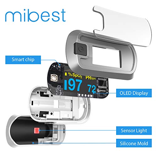 Oxímetro de Pulso OLED Mibest, Medidor de O2, Doble Color Blanco/Plata - imagen 5
